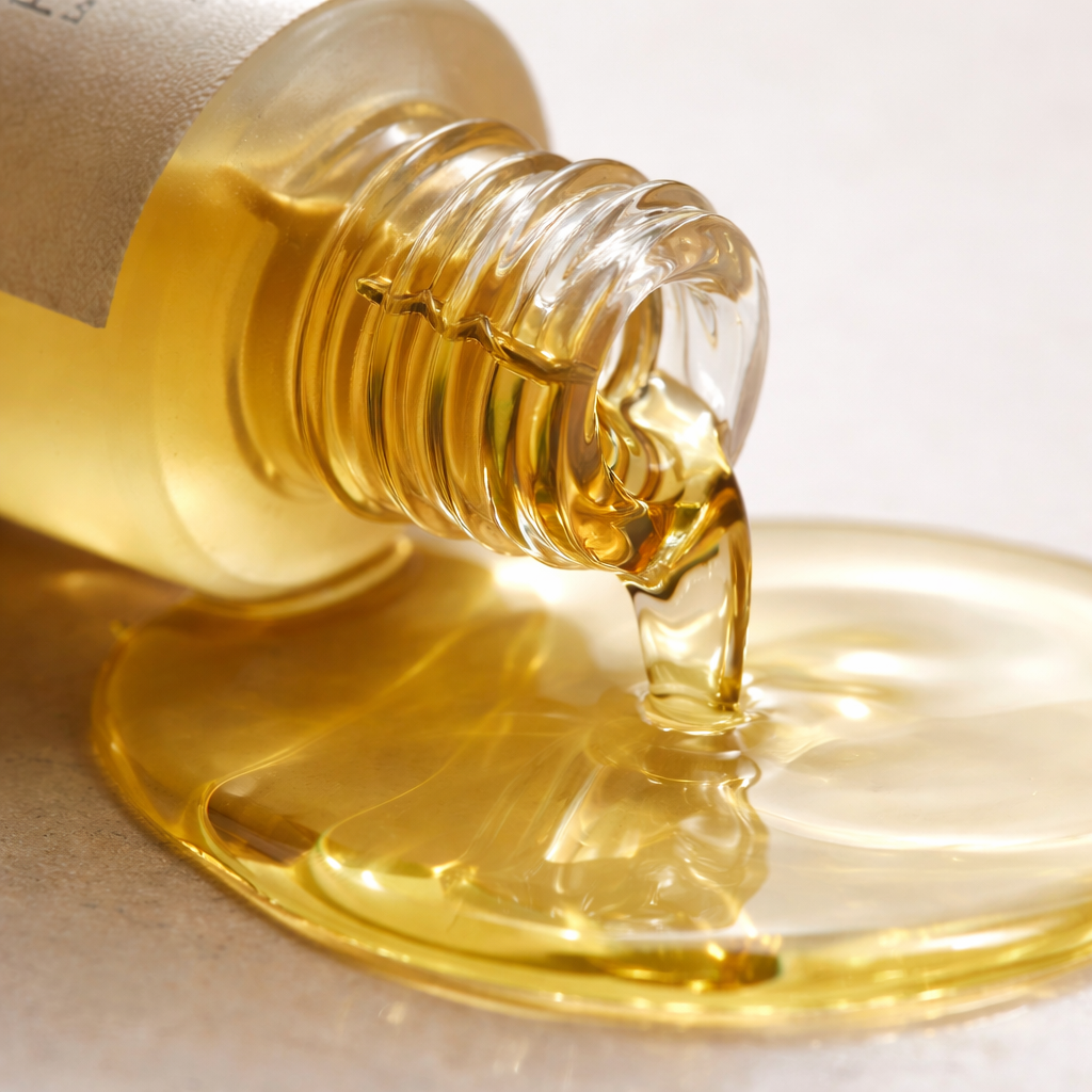 Koro Gaia Formula X face oil bottle on a neutral background