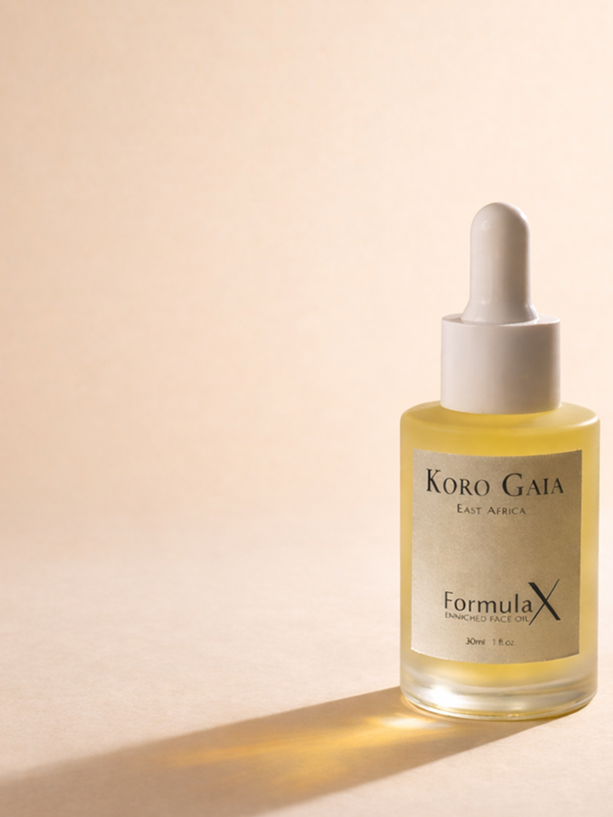 Fast-absorbing Koro Gaia Formula X face oil with botanical lipids and a soft finish